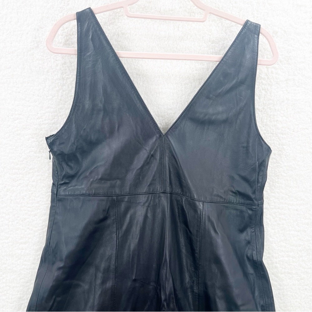 Massimo Dutti black sheep leather limited edition dress size S - Picture 7 of 11